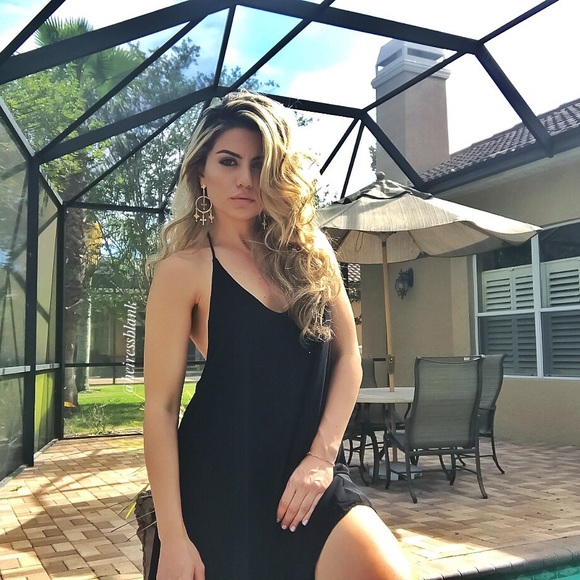 1 LRG LEFT! Blk Halter Draped Dress - Picture 2 of 8